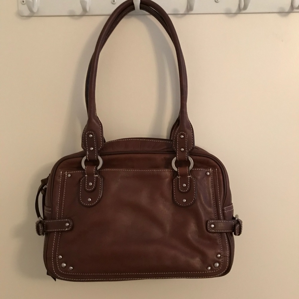 Vintage Tignanello 100% Genuine Leather Satchel Color Brown